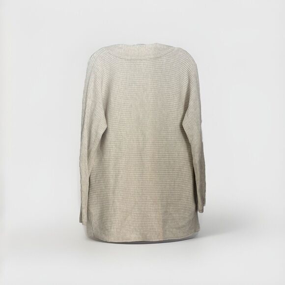 Haven Well Within Cotton Cashmere Blend Sweater V Neck Ribbed Beige Cream Size L - Picture 4 of 5